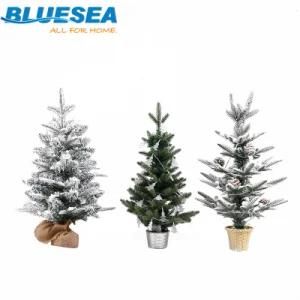 Mini Desktop PE+PVC Mixed Falling Snow Tied LED Lights Glowing Small Christmas Tree