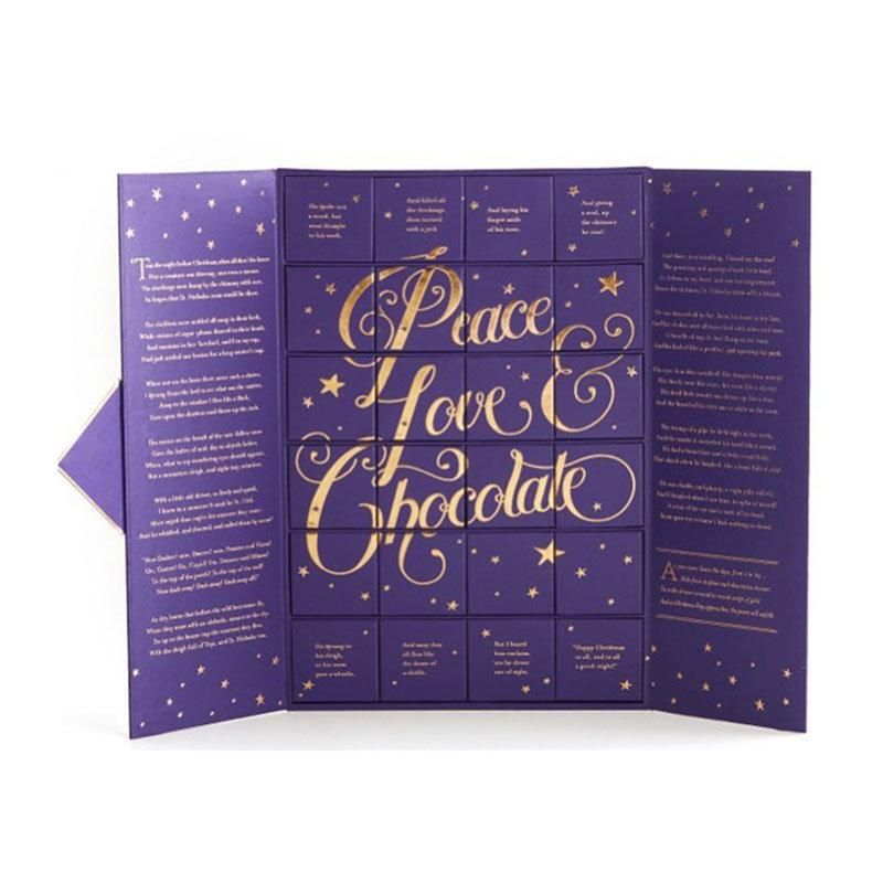 Custom Design Printed Christmas Advent Calendar Package Box