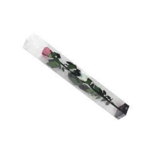 Red Presereved Rose with Stem in PVC Gift Box