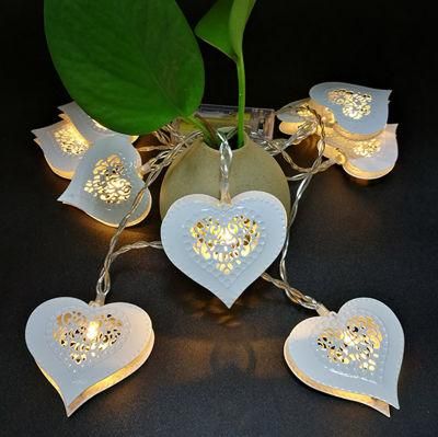Valentine&prime;s Day Decorations Battery Operated Metal Heart Fairy 10 LED String Light