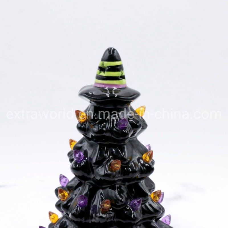 Hand-Painted Ceramic Hallowmas Home Decoration Gift with LED Light