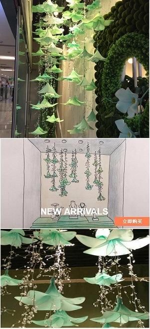 Spring Beauty Lily Crystal String Window Decoration Artificial Flower for Amusement Park
