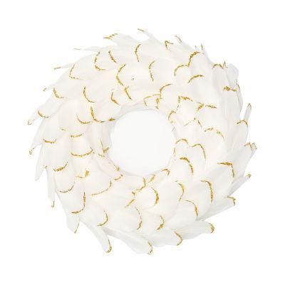White Christmas Feather Wreath Home Decoration Door Ornaments