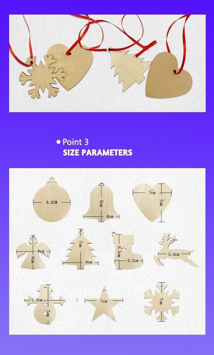 Sublimation Christmas Ornament Wooden Decoration Pendant Blanks