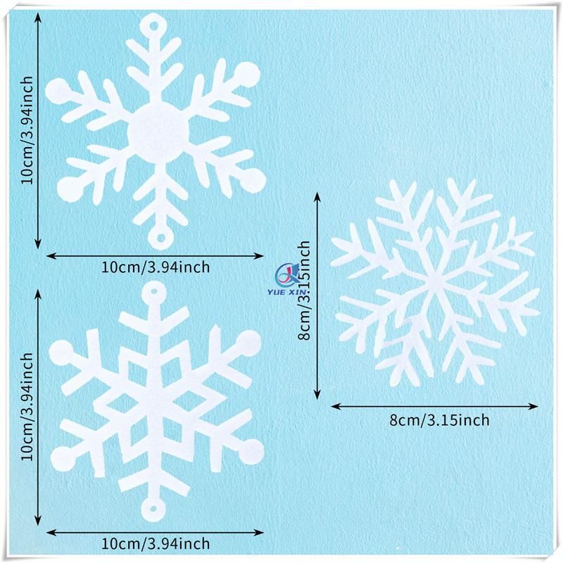 White Polyester Felt Snowflakes for New Year, Christmas Decoration