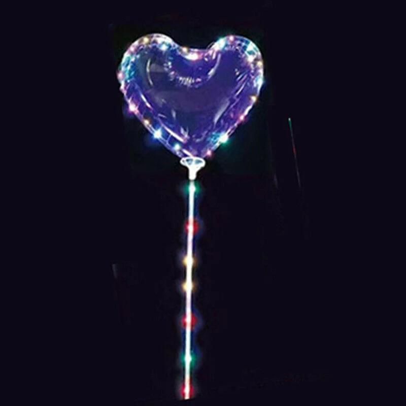 Luminous Colorful Light Party Decorations LED String Heart Shape Bobo Balloon