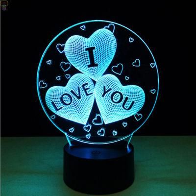 3D LED Decorated Colorful Nightlights for Valentine Gift