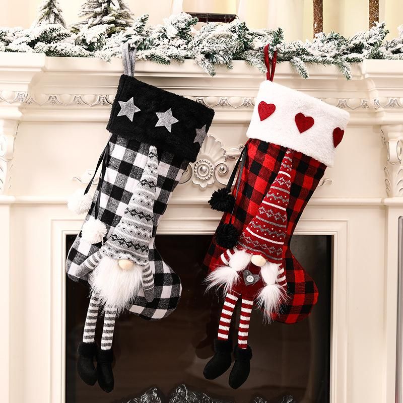 New Red and Black Gingham Christmas Stockings, Christmas Decorations, Gift Bags and Decorations