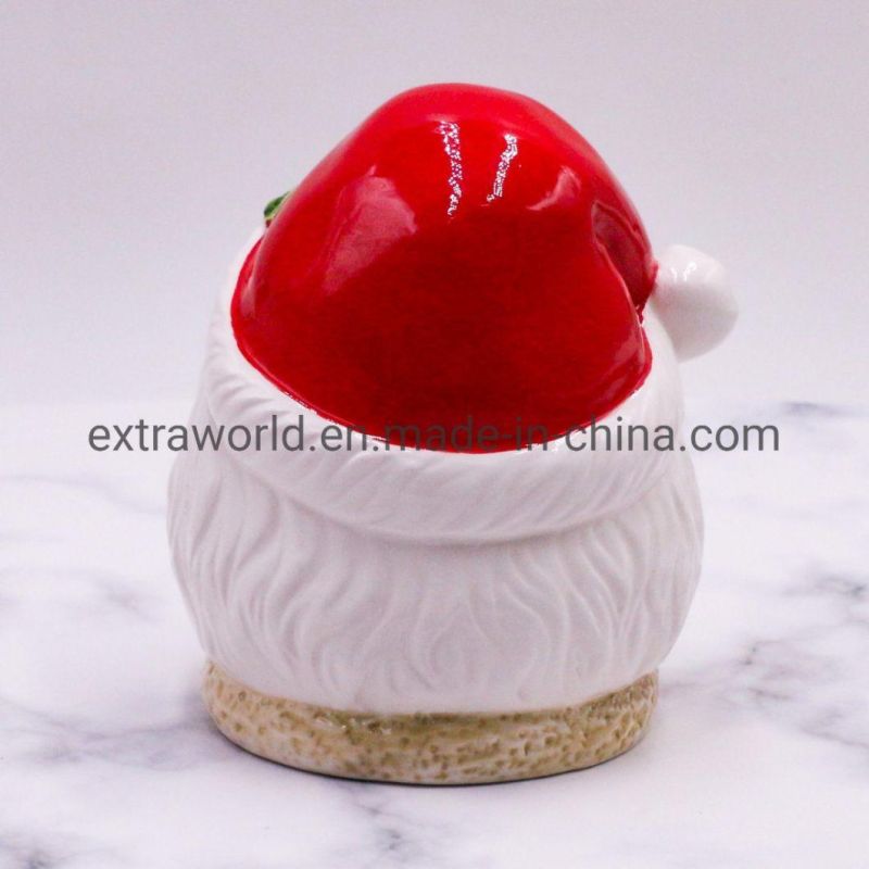 Wholesale Santa Shaped T-Light Ceramic Candle Holder for Christmas Decoration