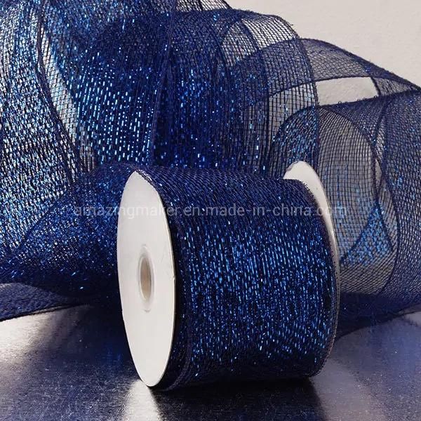 Half Solid Metallic 4′′ Wedding Deco Mesh Ribbons