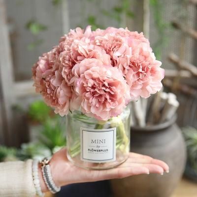 Artificial Flowers Pink Silk Peony Hot Sale Flower Small Pieces Wedding Bouquet Design for Home Wedding Decoration Indoor