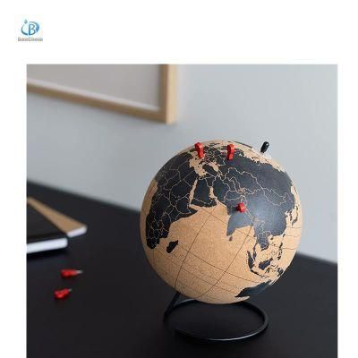 Factory Direct Sale Cork Globe White Metal Base Home Decoration Teaching Gift Globe