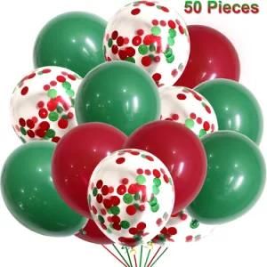 50PCS Christmas Red Green Confetti Balloon Set Merry Christmas Decorations