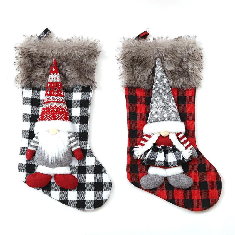 Christmas Decorations Three-Dimensional Figures Checkered Christmas Stockings Christmas Tree Pendants Gifts Gifts Candy Bags Pendants