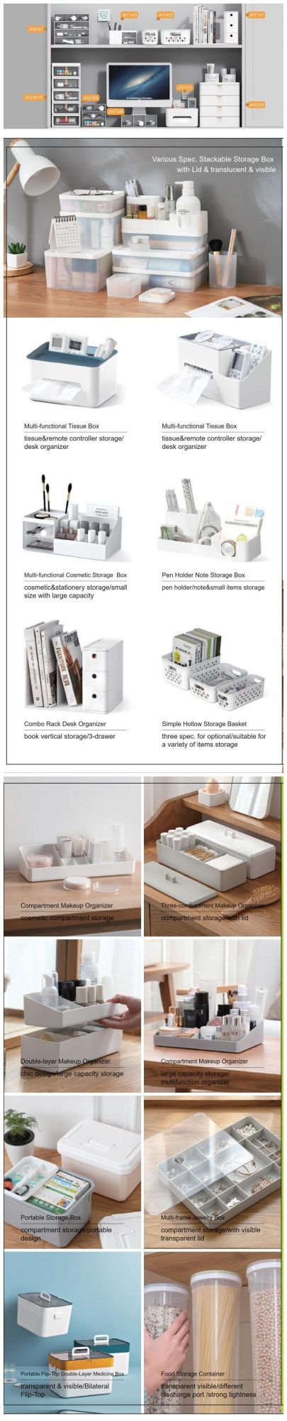 Factory Directly Multi-Gird Creative Slanting Insert Four Grid Plastic Desktop Storage Container Pen Holder Office