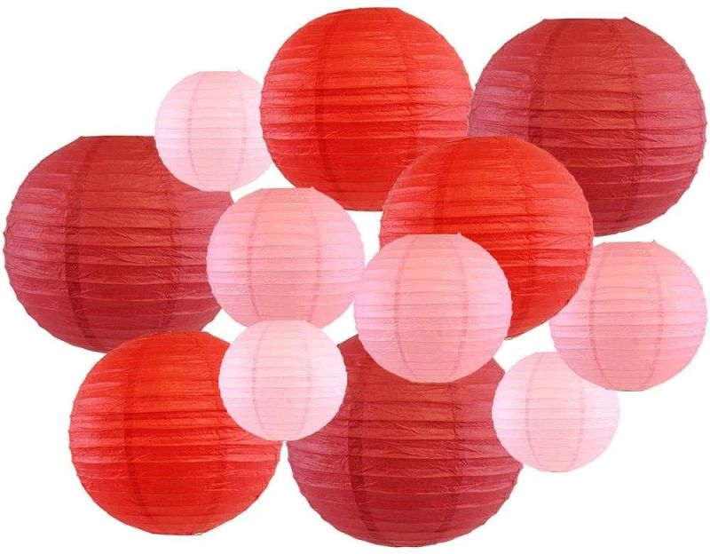 Art Decorative Round Chinese Paper Lanterns 12PCS Assorted Sizes Colors Hanging Party Decorations Set Paper Lanterns for Wedding Birthday Bridal Baby