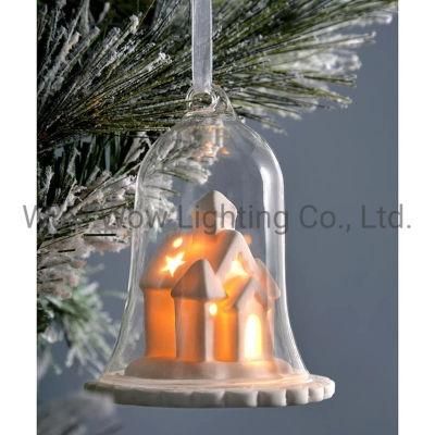 Lantern Christmas Decoration Glass 11 Cm - White -Village - Clear