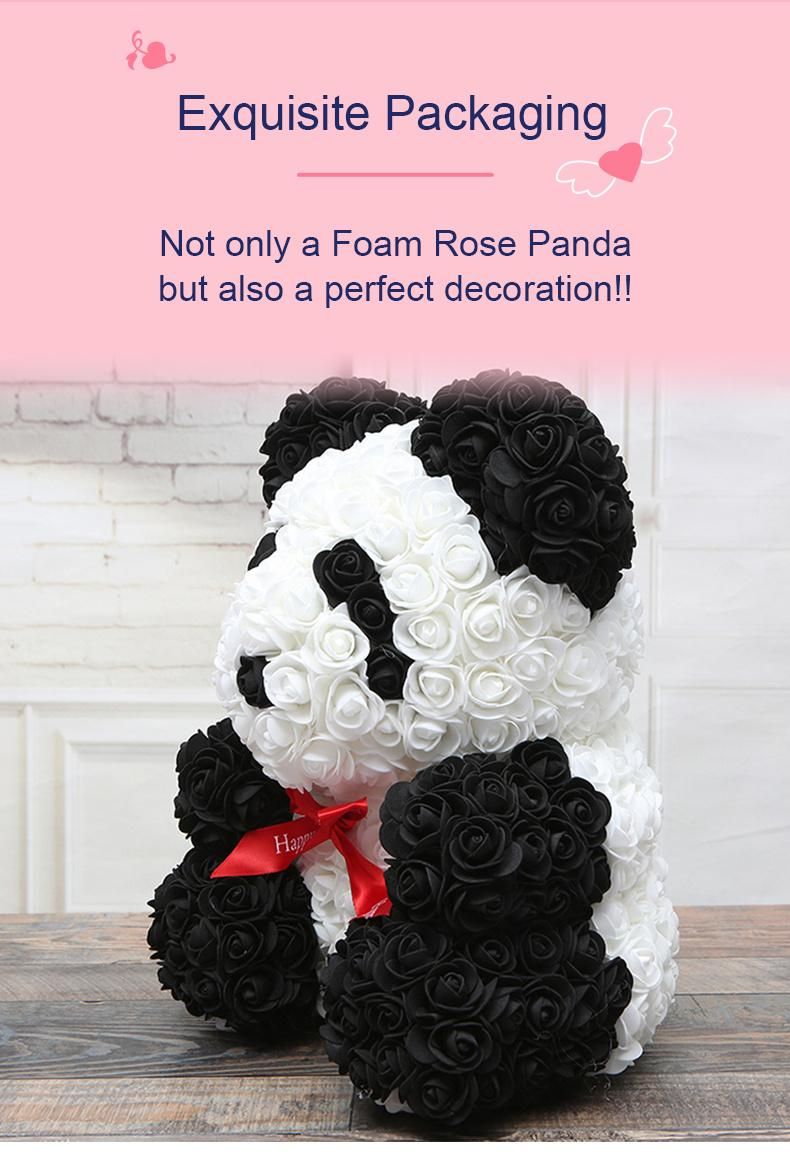 Hot Sales Cutest Panda Valentines Day Gift Artificial Bear of Roses 40