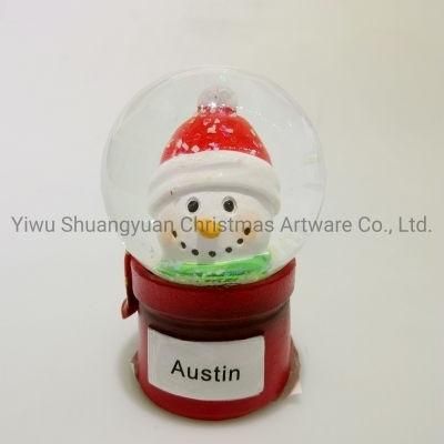 Christmas Snow Globe Snowman with LED Decor for Holiday Wedding Party Decoration Supplies Hook Ornament Craft Gifts
