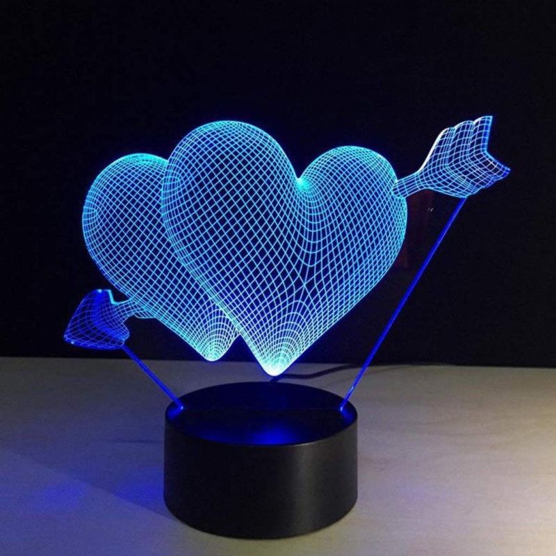 Romantic 3D Glow LED Night Light 7 Colors Optical Illusion Lamp Touch Sensor