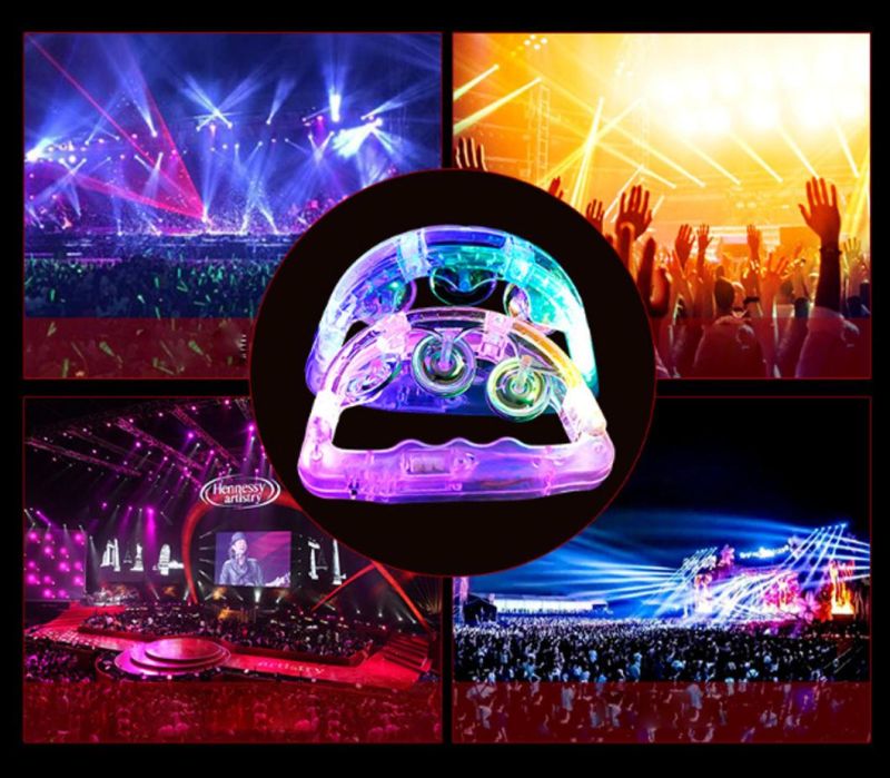 LED Flashing Tambourine Rattles Toy Hand Tamborine Luminous Gift Music