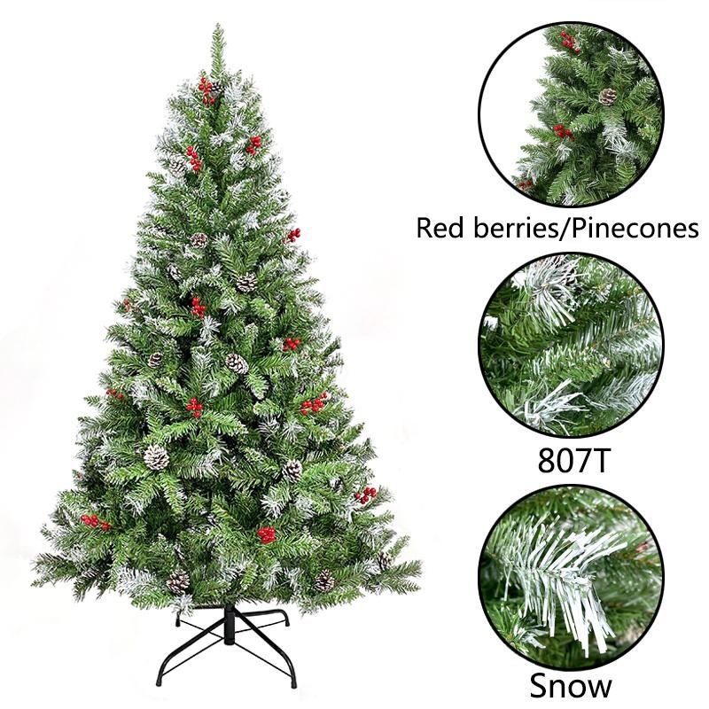 6FT PVC Christmas Tree with Pinecones and Red Berries