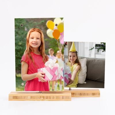 Borderless Frame Picture Acrylic Magnetic Panel Bamboo Photo Craft Gift