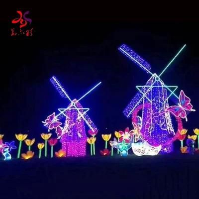 Newest Products Customized Christmas Decorate Windmill Sailing Shape Motif Lighting