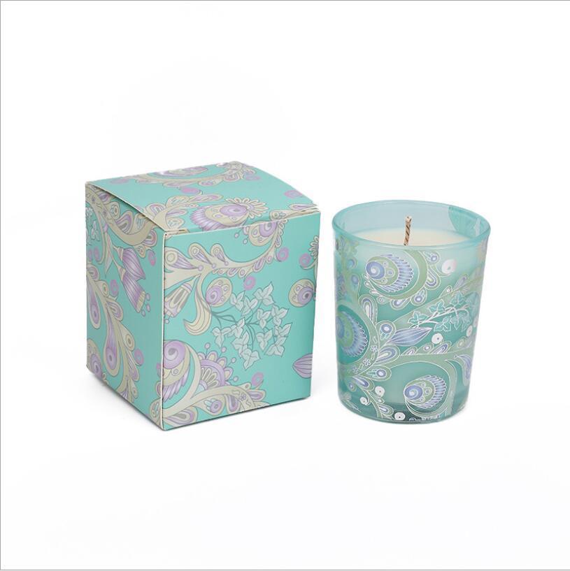 Wholesale Luxury Flower Print 8oz Empty Glass Candle Jars for Bulk