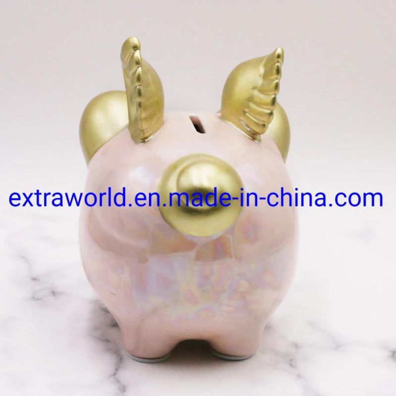 Custom Logo Figure Design Ceramic Money Saving Box Piggy Bank