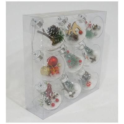 Shatterproof Bulk Wholesale Luxury Custom DIY Hanging Snow Transparent Clear Velvet Xmas Christmas Hanging Balls for Tree