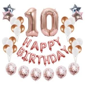 Rose Gold Number 10 Foil Balloons 10th Happy Birthday Party Decorations