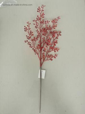Glitter Flower Plastic Twig Pick with Flowers for Christmas Decoration