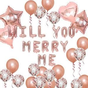 Will You Merry Me Wedding Decorations Aluminum Film Latex Balloon Set