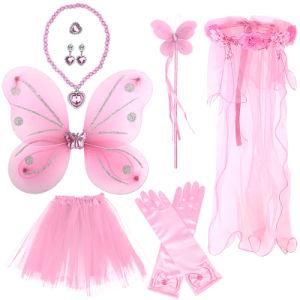Children&prime;s Princess Crown Hair Accessories Skirt Butterfly Wings Fairy Stick Costume