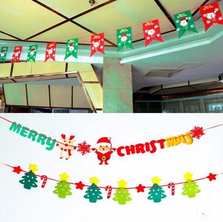 Non-Woven Colored Christmas Decorations Hanging Flag