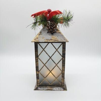 Plastic Lantern with Flame Lights Christmas Home Decorations