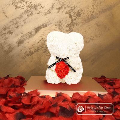 Rose Bear - Over 250 Dozen Artificial Flowers - Valentines Day, Gift for Mothers Day, Anniversary &amp; Bridal Showers - 10 Inch Clear Gift Box (red)