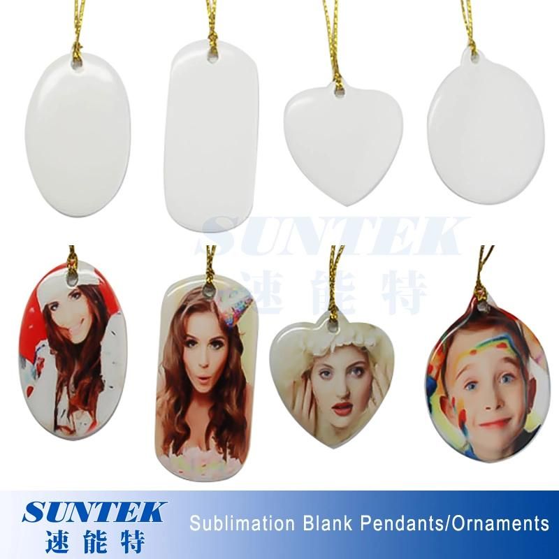 Sublimation Blank Coated Pendant White Ceramic Ornaments