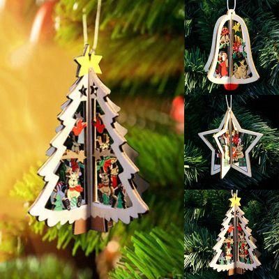 Exquisite Xmas Christmas Tree Ornament Souvenir 3D Wooden Hanging Decoration