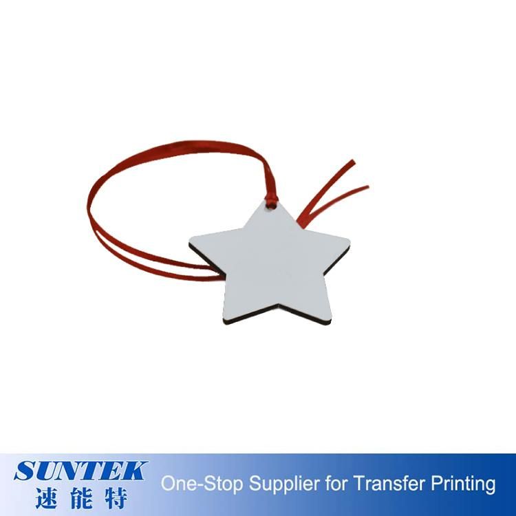 China Supplier Photo Christmas Ornament Wooden MDF Sublimation Blank Hanging Ornament Star Shape