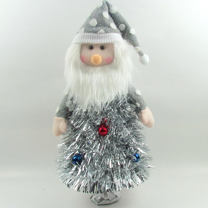 New Design Silver Pet Material Tinsel Tree with Ornaments Decorate