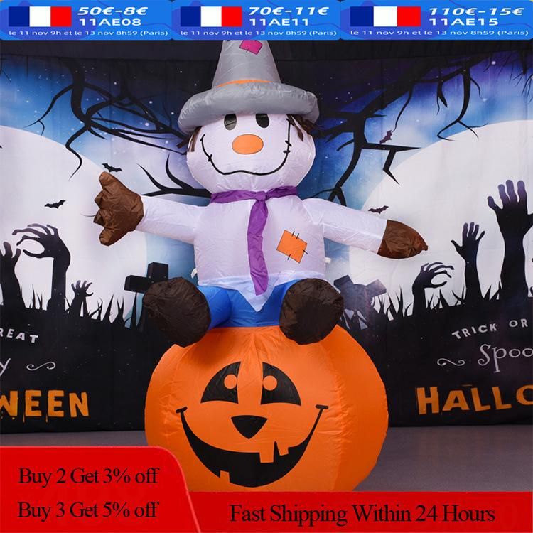 Outdoor Courtyard Decoration Inflatable Scarecrow Pumpkin with LED Light