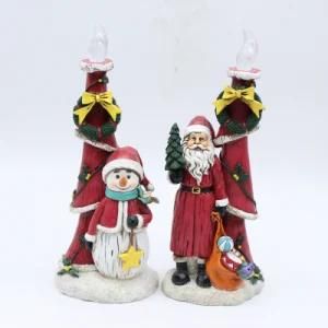 Resin Christmas Kids and Santa Claus with LED Lamp Posts Factory Direct Selling Gifts