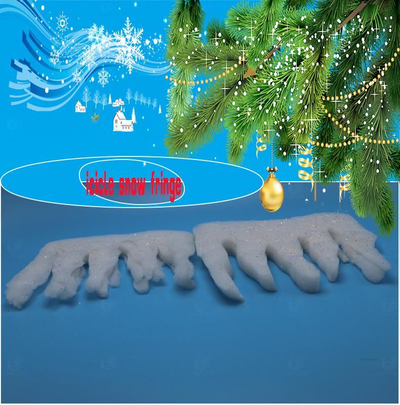 Fire Proof White Glittered Artificial Christmas Craft Icicle Snow Fringe