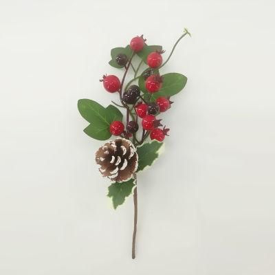 Christmas Decoration Plants Holly Berry Branch Artificial Flowers for Wedding Backdrop Home Crafts Christmas Ornaments