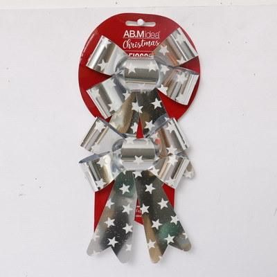 Cheap Price Christmas Tree Deco Silvery with Painting Small Plastic Christmas Bowknot