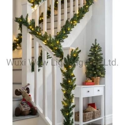 Multi Function Plain Garland Christmas Decoration with 52 Warm White LED Lights