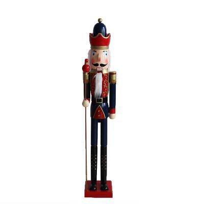 120cm Miniature Figurines Vintage Handcraft Puppet Toy New Year Christmas Ornaments Home Decor Wooden Doll Soldier Nutcracker