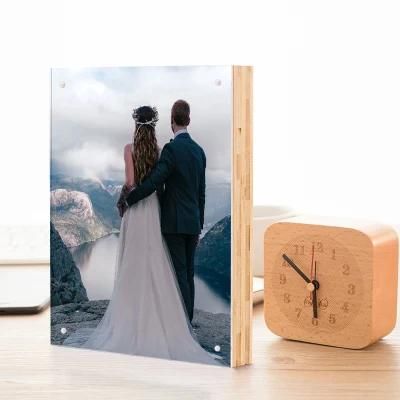 Vintage Solid Bamboo Acrylic Magnetic Memorabilia Decoration Wedding Photo Frame